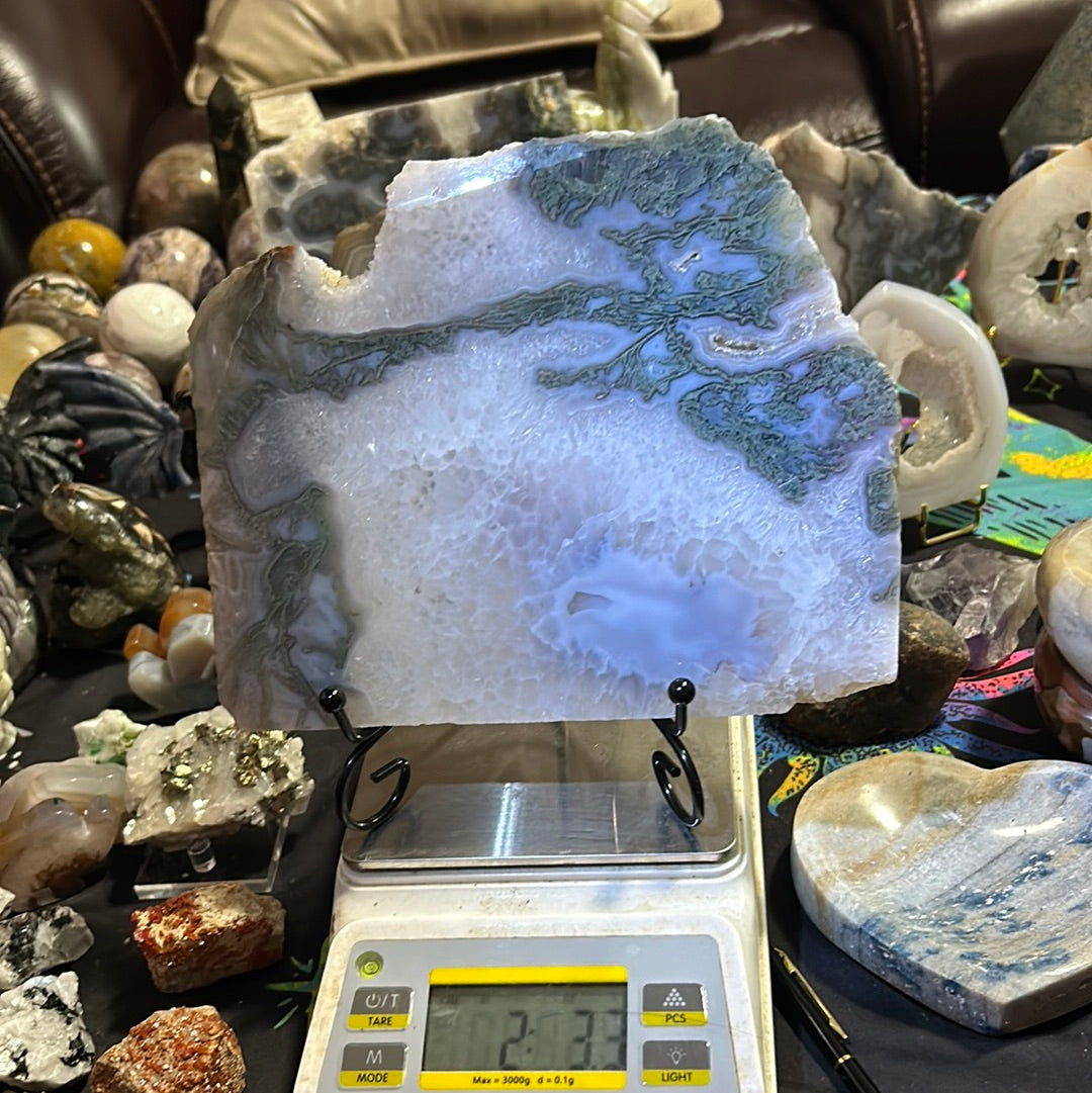 Blue Moss Agate w/ Druzy Slab