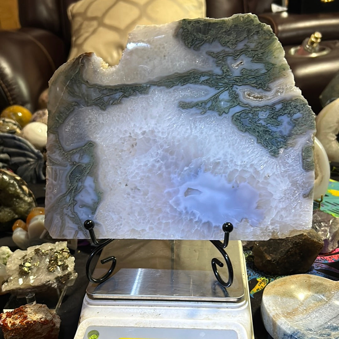 Blue Moss Agate w/ Druzy Slab