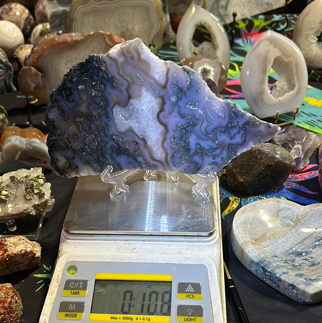 Blue Moss Agate w/Druzy Slab