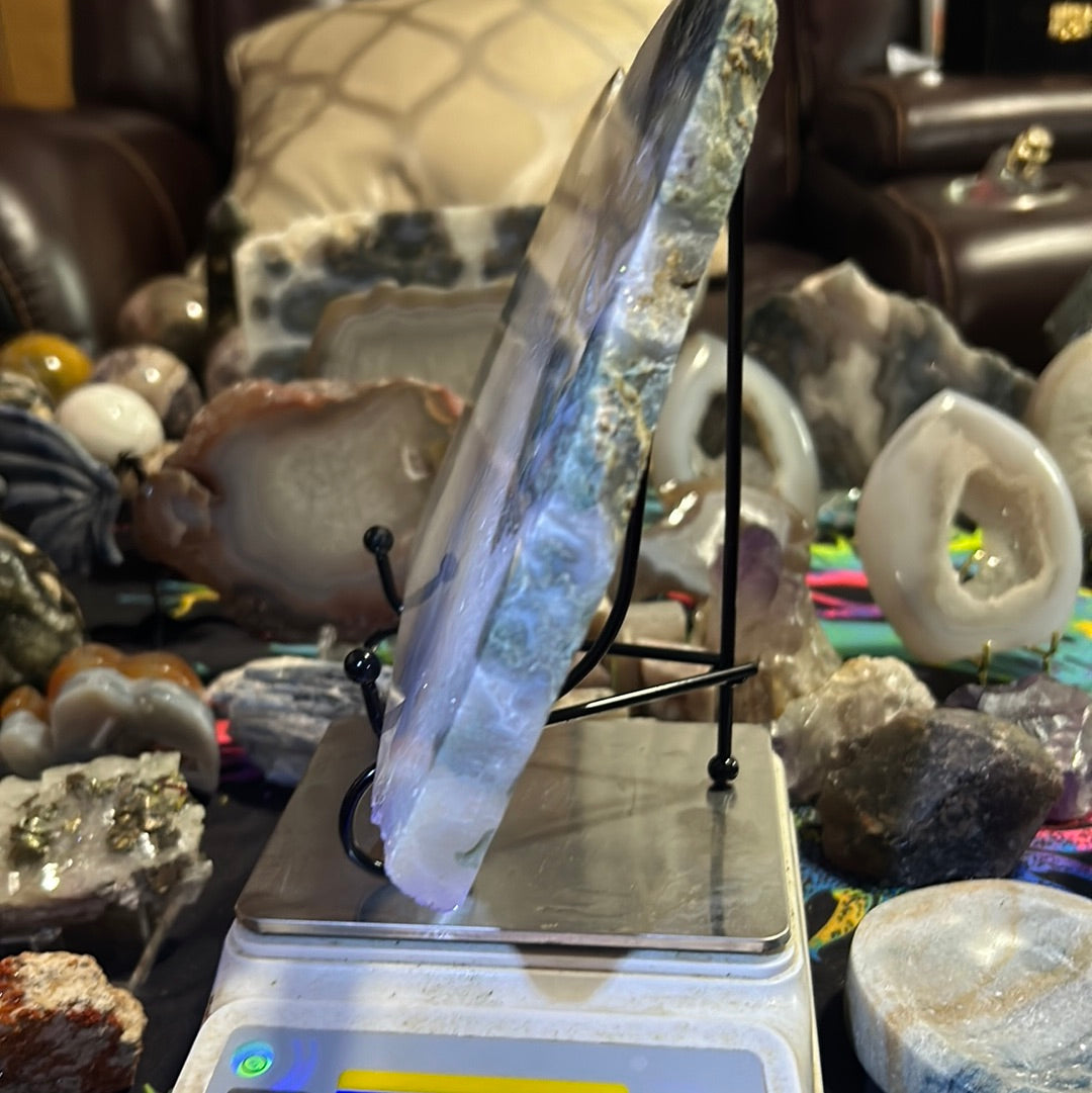Blue Moss Agate w/ Druzy Slab