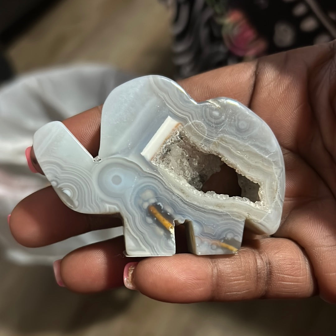 Agate elephant w/Druzy