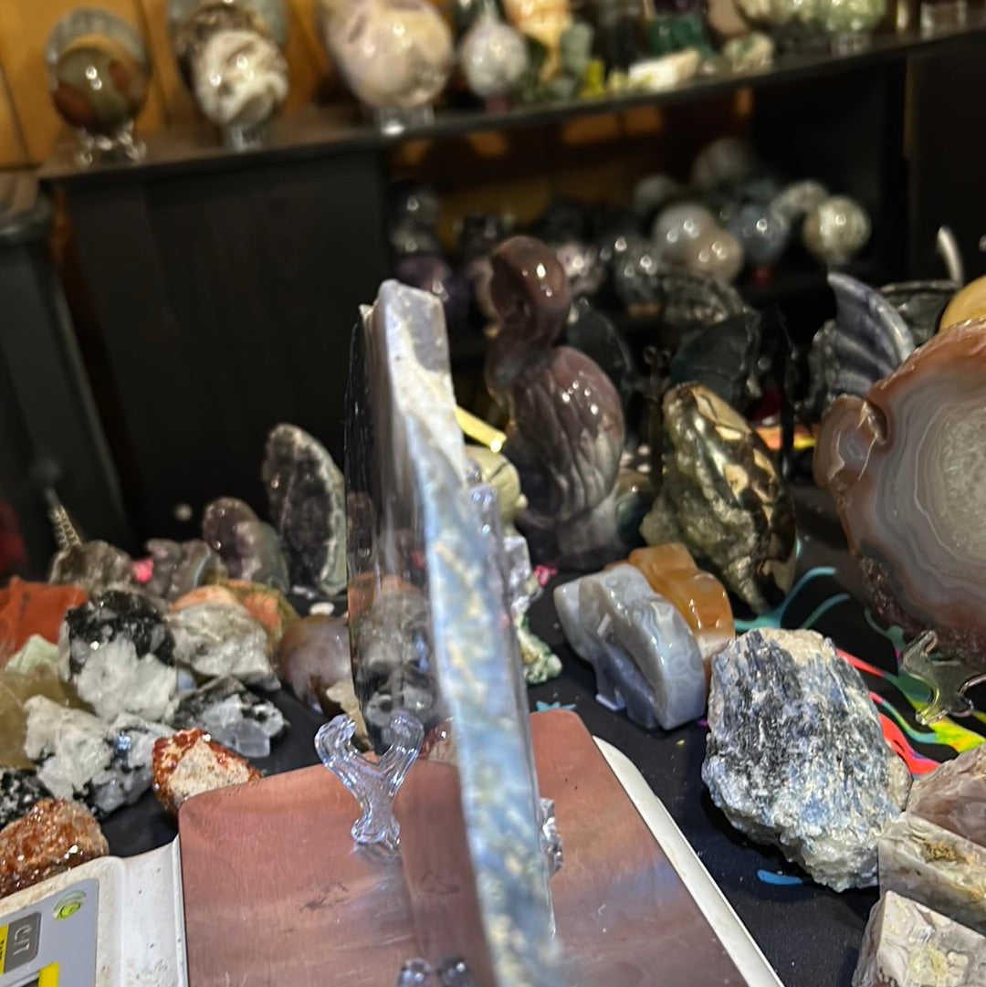 Blue Moss Agate w/Druzy Slab