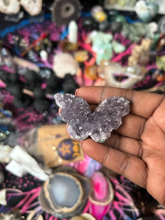 Amethyst butterfly w/flower