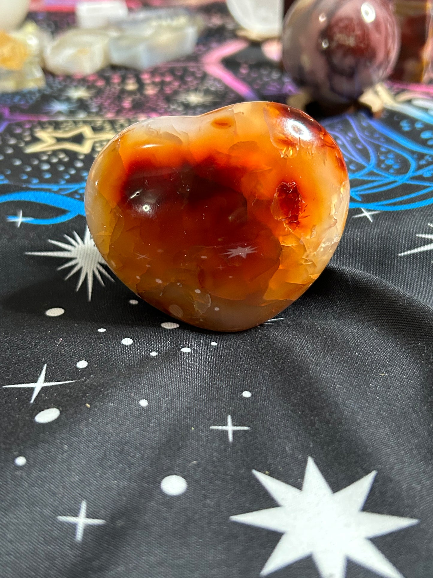 Beautiful carnelian heart with fire quartz