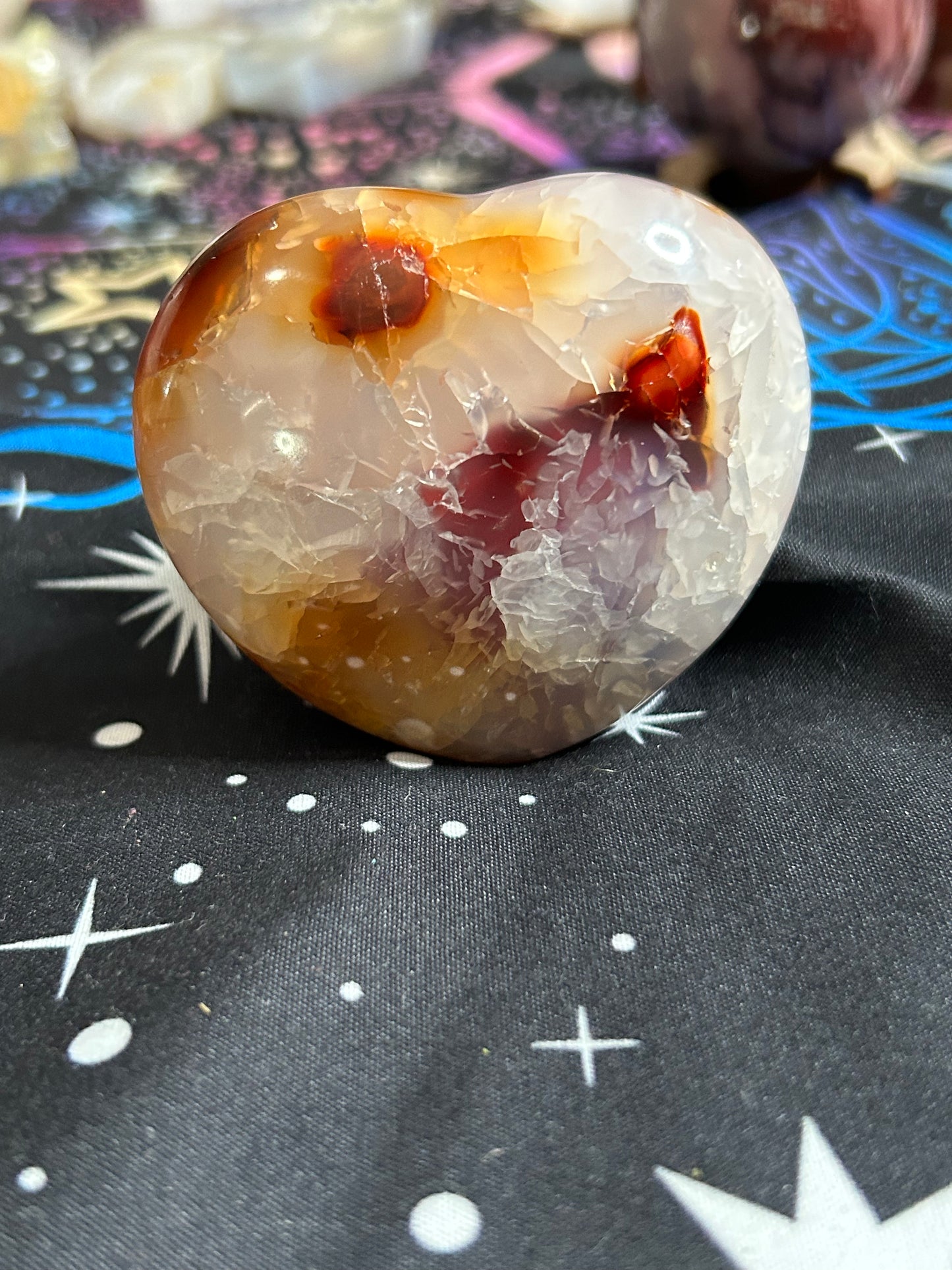 Beautiful carnelian heart with fire quartz