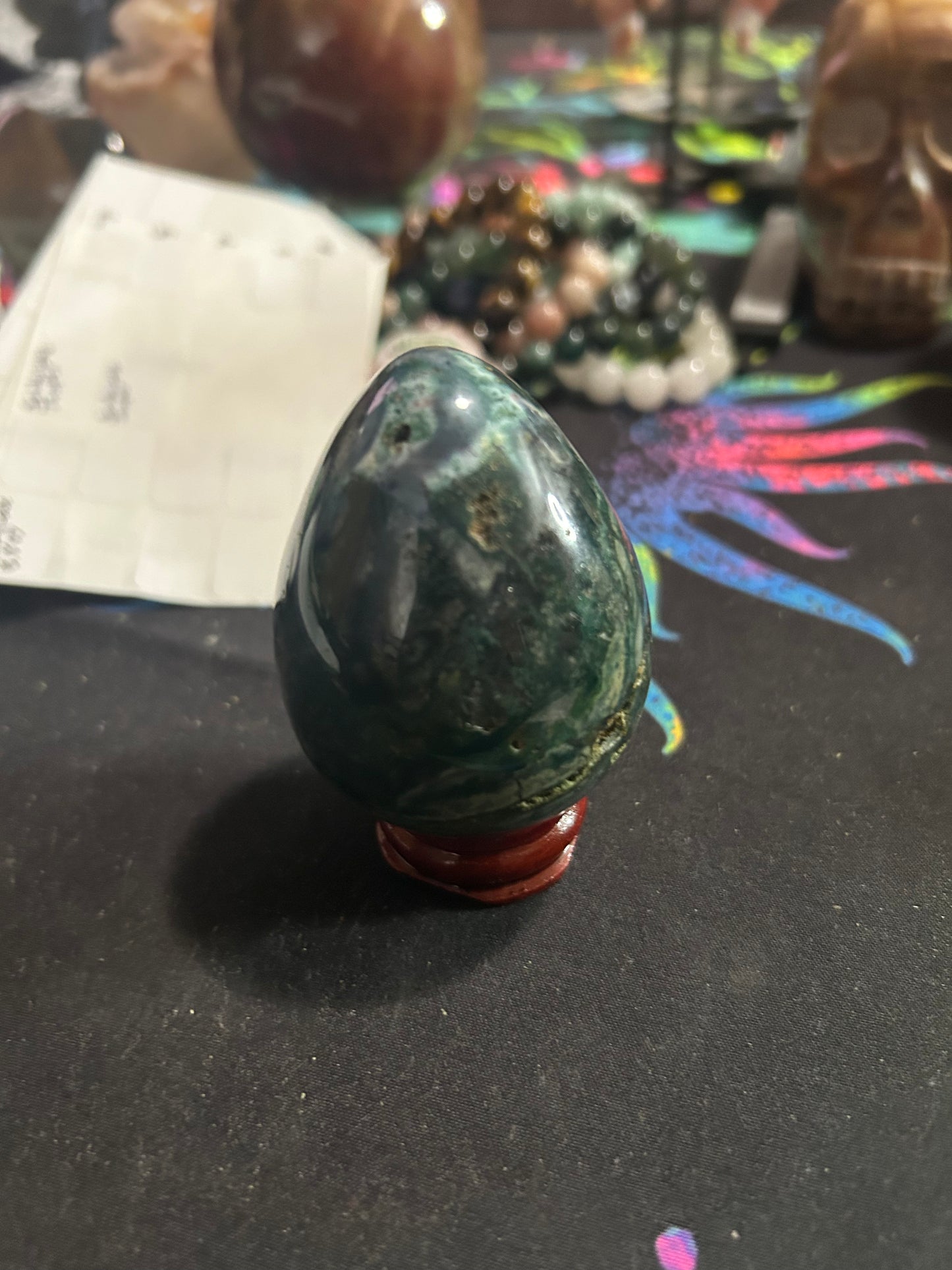 Moss agate egg