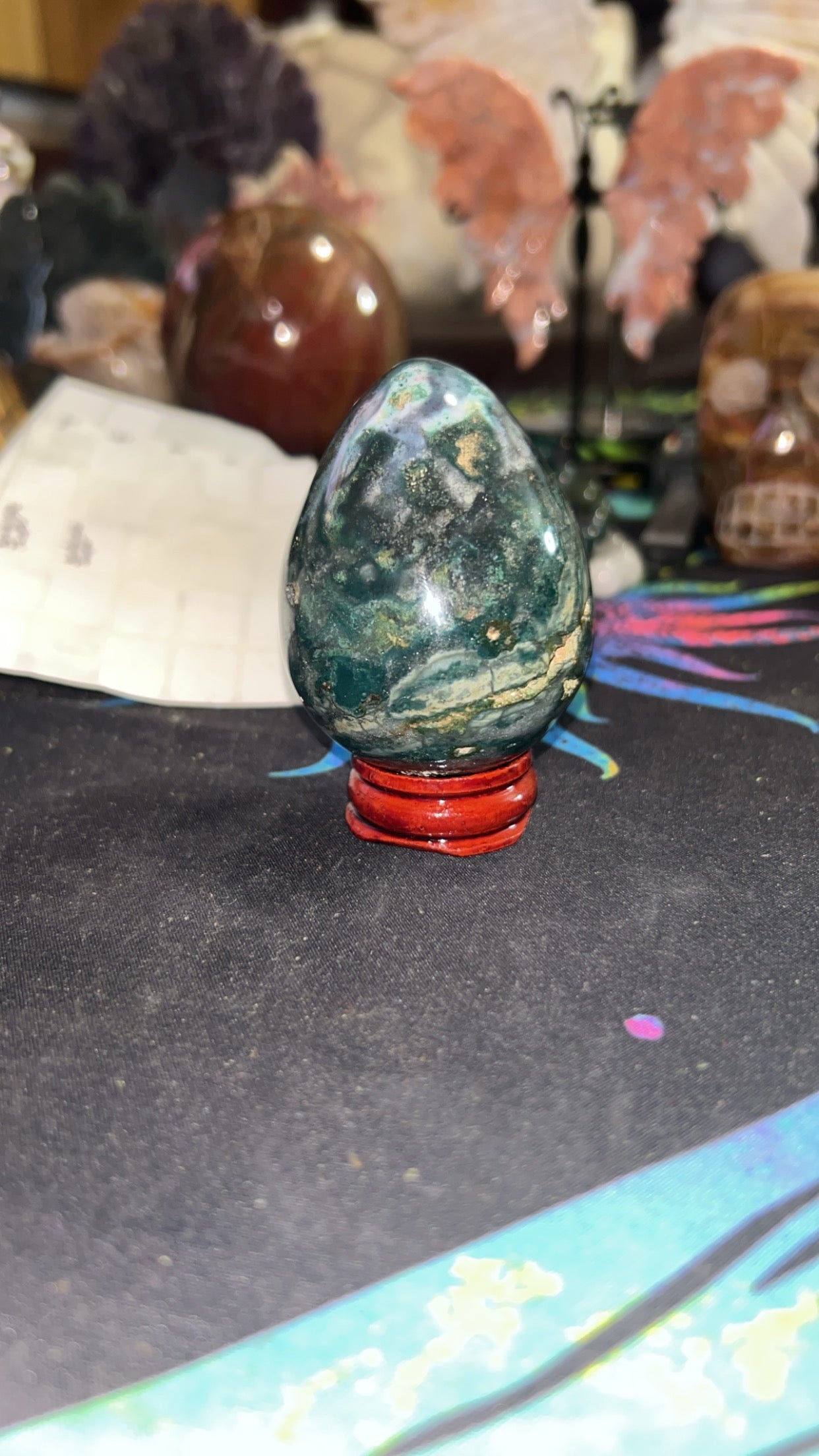 Moss agate egg