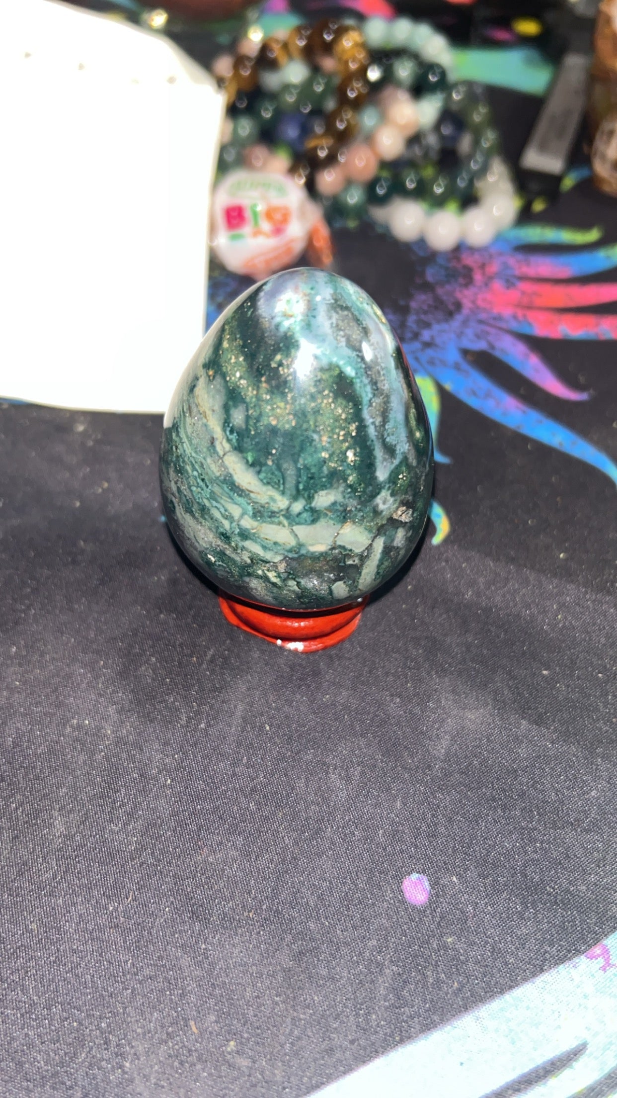 Moss agate egg