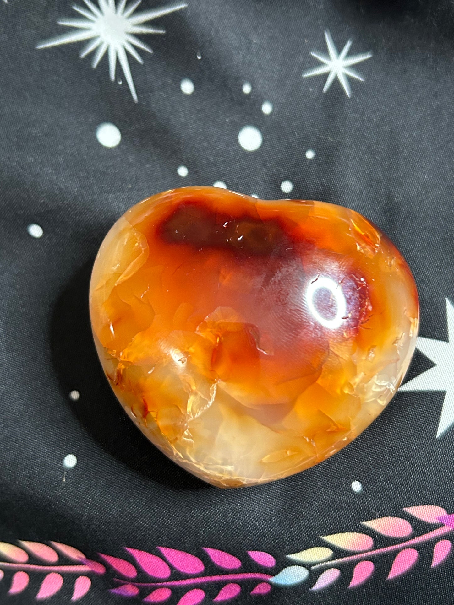 Beautiful carnelian heart with fire quartz