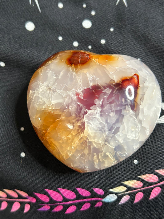 Beautiful carnelian heart with fire quartz